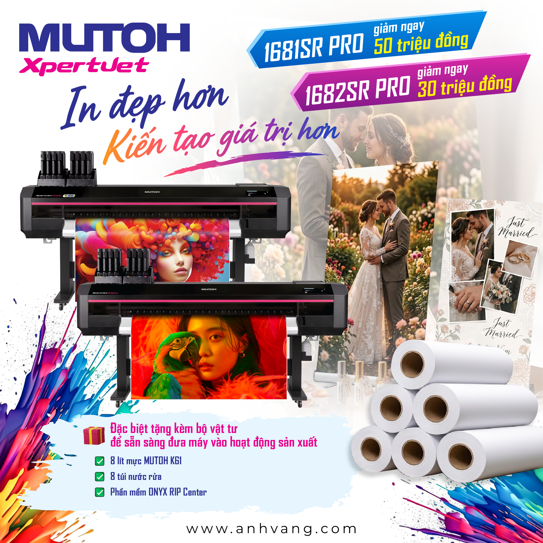 Khuyến mãi máy in ảnh Mutoh XPJ-1681SR-P và XPJ-1682SR-P khổ 1m6