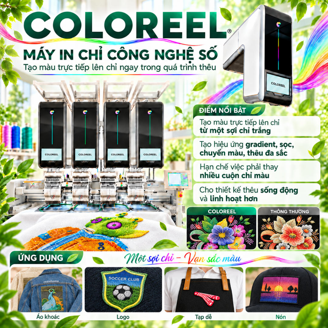 Công nghệ nhuộm màu chỉ kỹ thuật số Coloreel